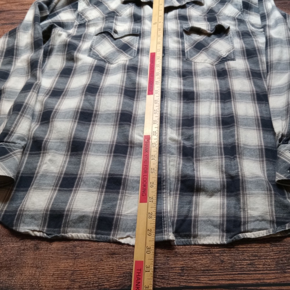 Ariat‎ Retro Fit Long Sleeve Button Up Shirt Men's XL Blue Plaid - Picture 7 of 7